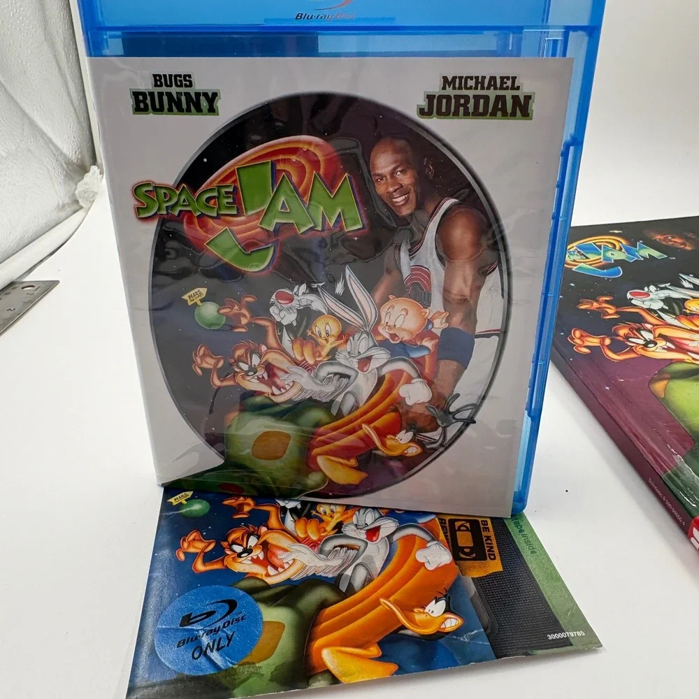 Space Jam 1996 Hardcover Scholastic Book First Printing Blu-ray Movie Bundle VTG
